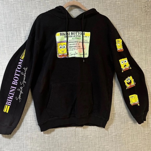 Nickelodeon Spongebob Hoodie Pullover Graphic Print Long Sleeve Black L - Picture 10 of 10
